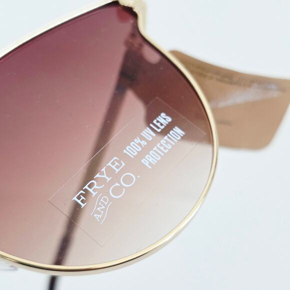 Frye Gold Cat Eye Frame Brown Ombre Tint Lense Oversized Sunglasses 100% UV - Picture 5 of 8